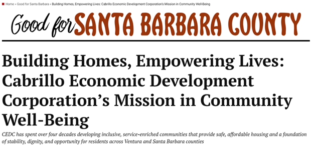 CEDC in the Spotlight: Noozhawk | Building Homes, Empowering Lives